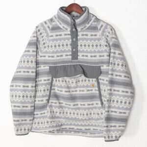 Carhartt Nordic Fleece Snap Pullover Gray White Size L Gorpcore Cabincore